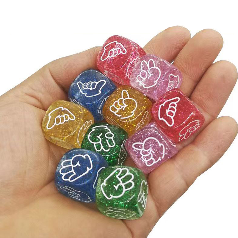 10PCS 반짝이 주사위 6 양면 20MM 바위 종이  - Party Games Juegos De Mesa 리뷰 및 가격